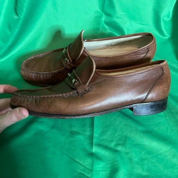 FLORSHEIM IMPERIAL vintage brown leather horsebit loafers display picture 1